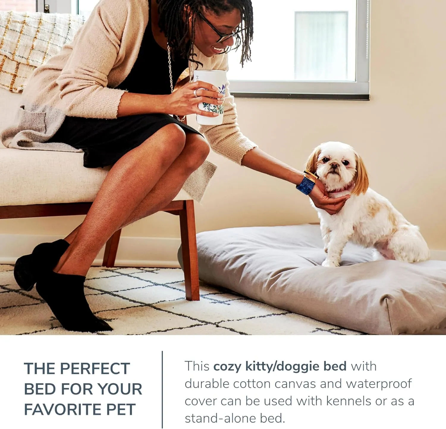 Naturepedic Organic Pet Bed Cover - Washable Waterproof Mattress Protector - Removable Cover for Dog and Cat Bed - Small
