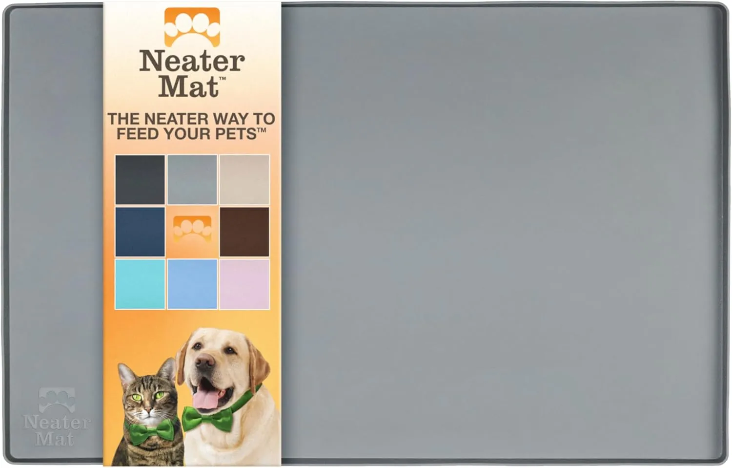 Neater Pet Brands Neater Mat - Waterproof Silicone Pet Bowls Mat - Protect Floors from Food & Water (19" x 12", Gunmetal)
