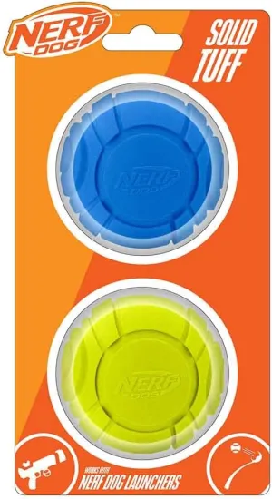 Nerf Dog Sonic Ball Dog Toys, Lightweight, Durable and Water Resistant, 2.5 Inches, for Small/Medium/Large Breeds, Two Pack, Green and Blue