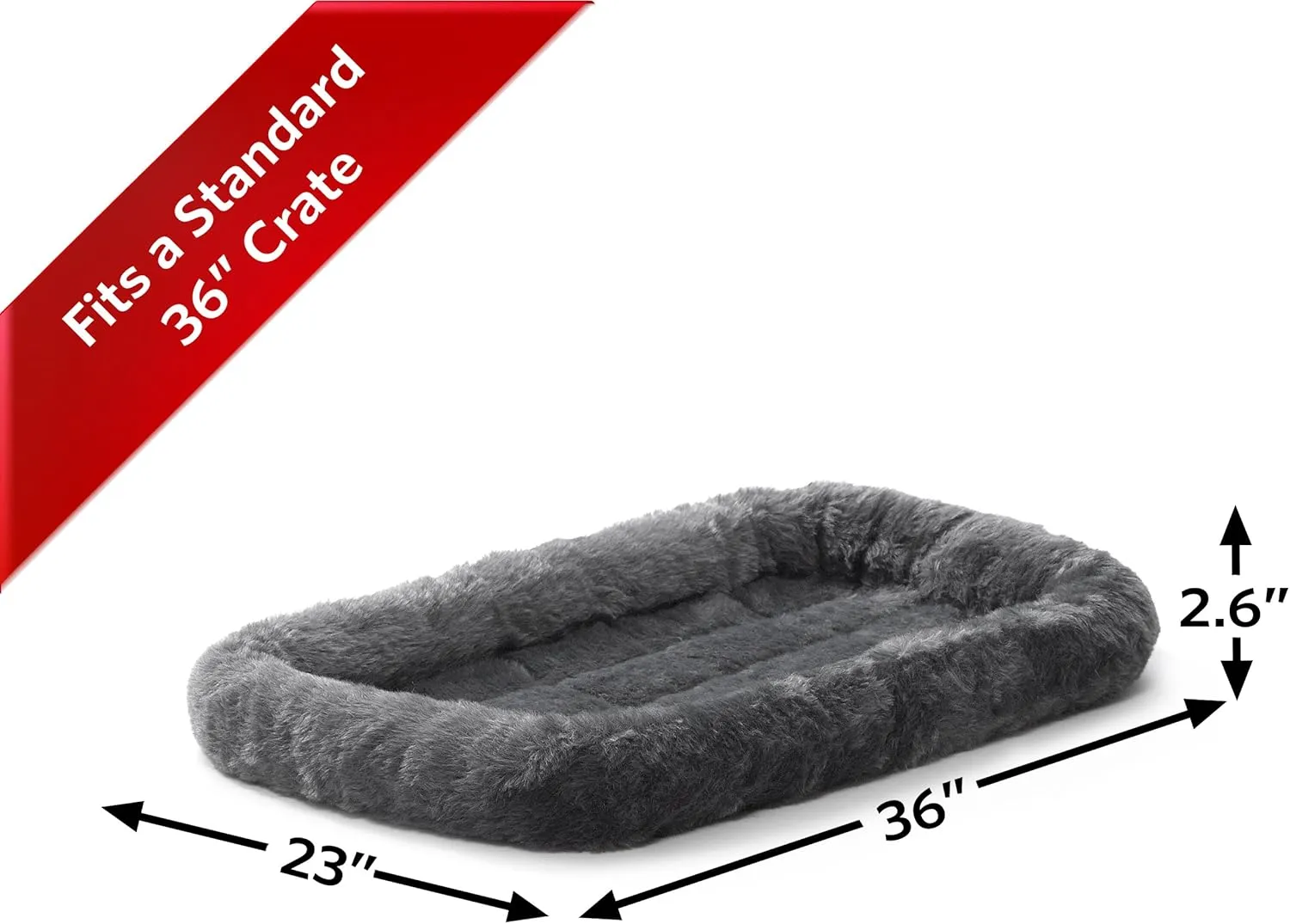 New World Pet Products Gray Dog Bed | Bolster Dog Bed Fits Metal Dog Crates | Machine Wash & Dry
