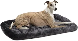 New World Pet Products Gray Dog Bed | Bolster Dog Bed Fits Metal Dog Crates | Machine Wash & Dry