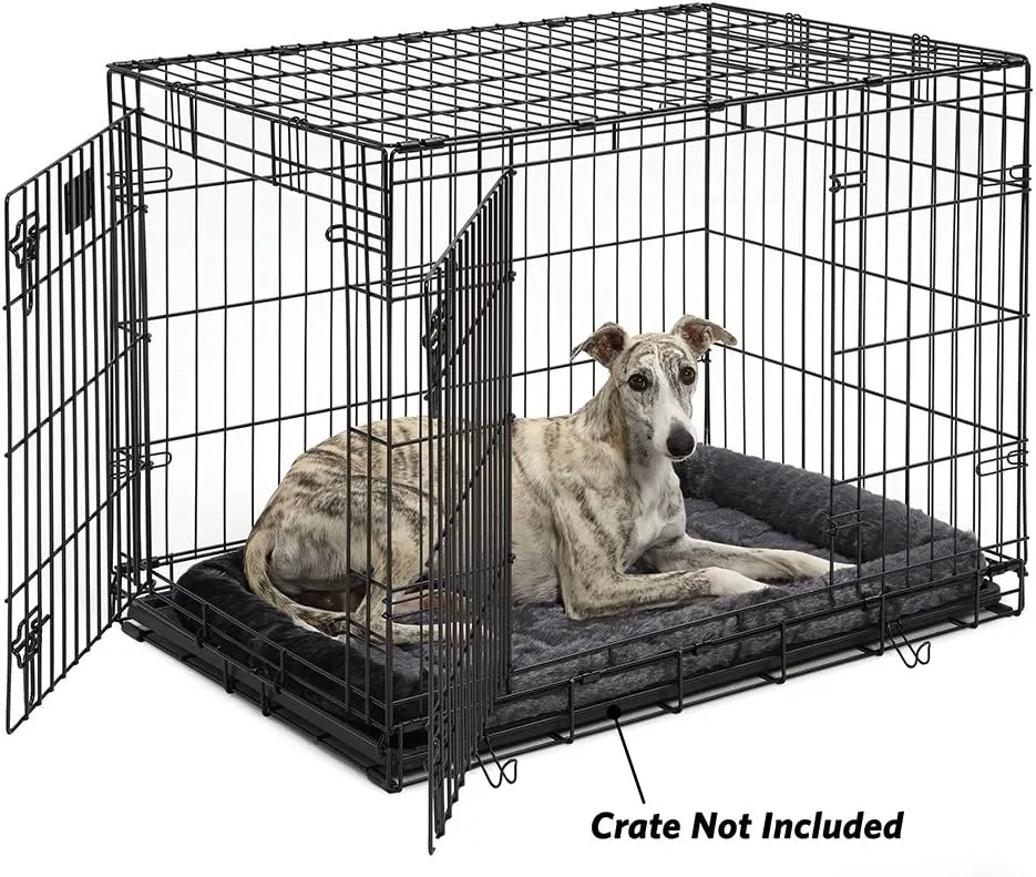 New World Pet Products Gray Dog Bed | Bolster Dog Bed Fits Metal Dog Crates | Machine Wash & Dry