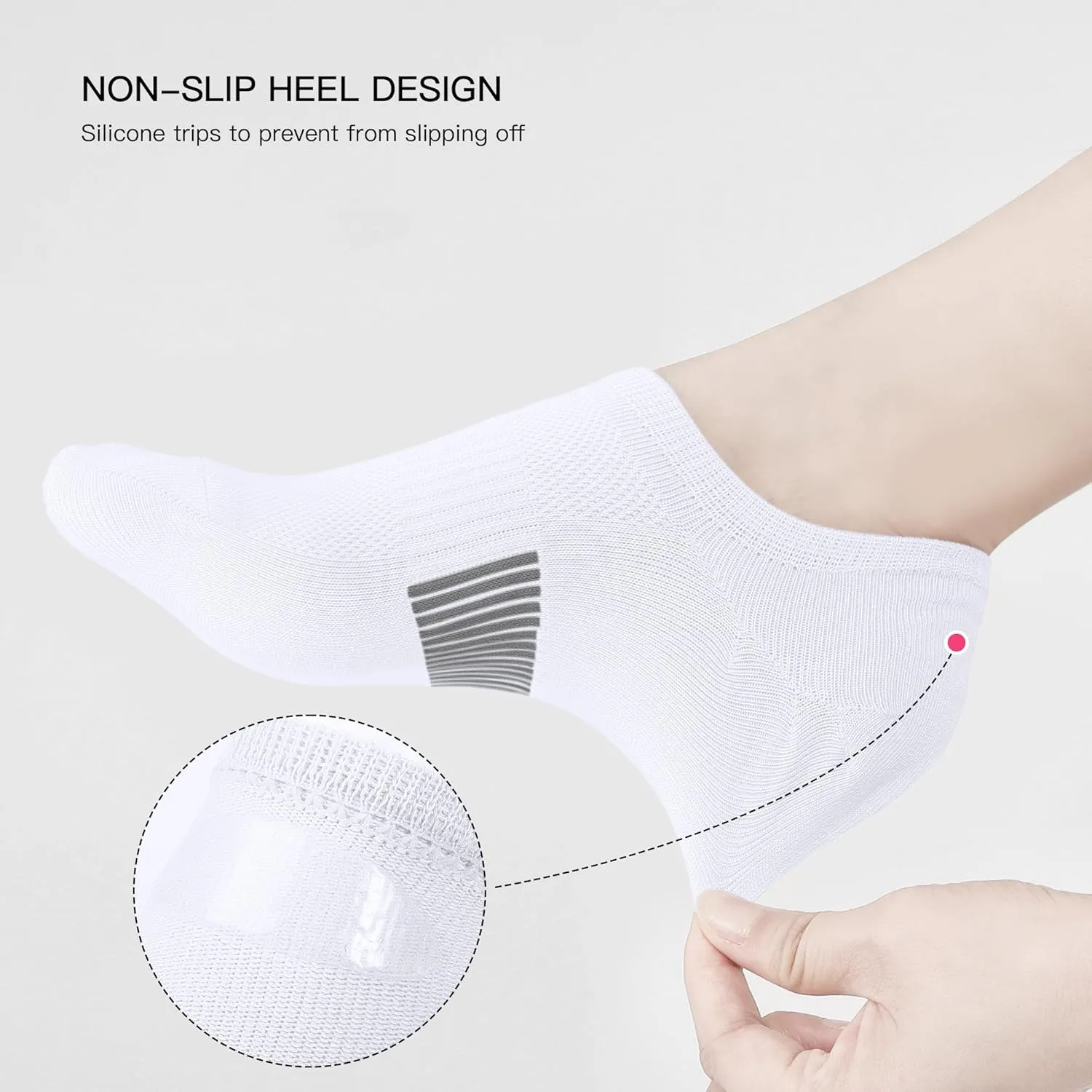 No Show Socks Womens Low Cut Non Slip Athletic Cotton Invisible Women Sock 5 Pairs