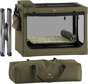 Noah & Paw Collapsible Dog Crate 36 Inches, XL Dog Crate for XL, Large Medium Breed, Travel Kennel for Car, Includes Pet Mat for Pet Cage, 2 Storage Pockets, Handbag, 10mm Locking Zippers 36*25*23