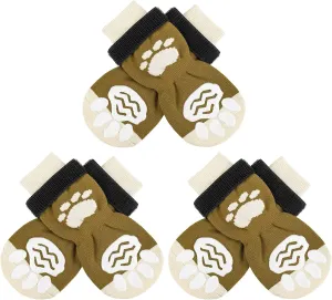 Non Slip Dog Socks with Grippers to Prevent Licking Paws for Hardwood Floors - Anti Slip Shoes 3 Pairs Booties Winter Boots Paw Protectors for Small to Large Senior Dogs Prevent Scratching