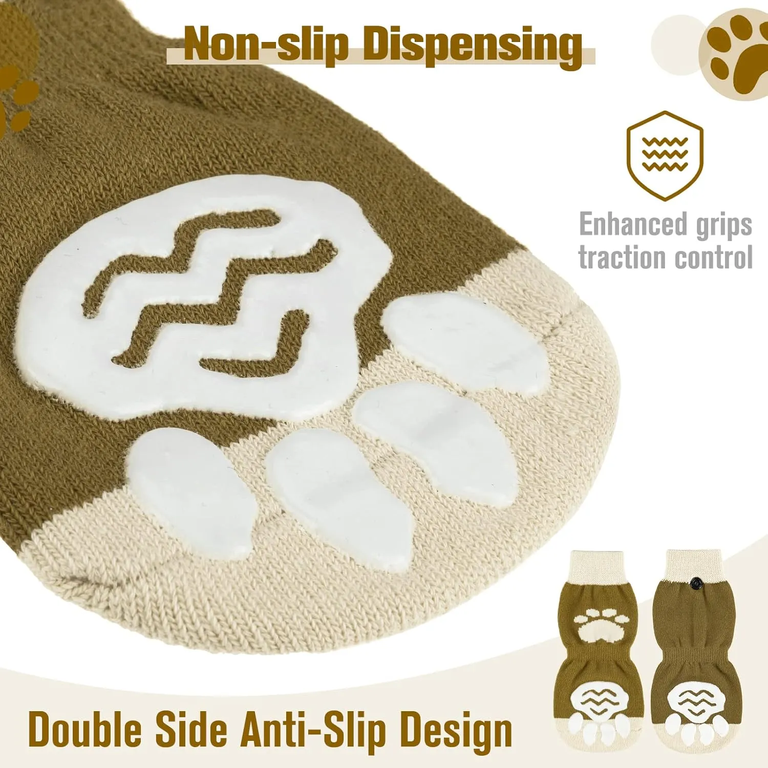 Non Slip Dog Socks with Grippers to Prevent Licking Paws for Hardwood Floors - Anti Slip Shoes 3 Pairs Booties Winter Boots Paw Protectors for Small to Large Senior Dogs Prevent Scratching