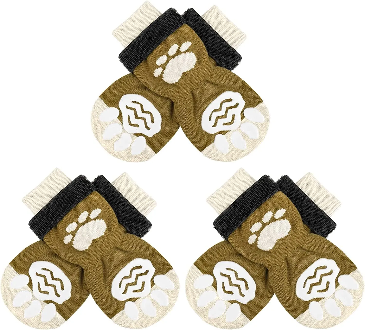 Non Slip Dog Socks with Grippers to Prevent Licking Paws for Hardwood Floors - Anti Slip Shoes 3 Pairs Booties Winter Boots Paw Protectors for Small to Large Senior Dogs Prevent Scratching
