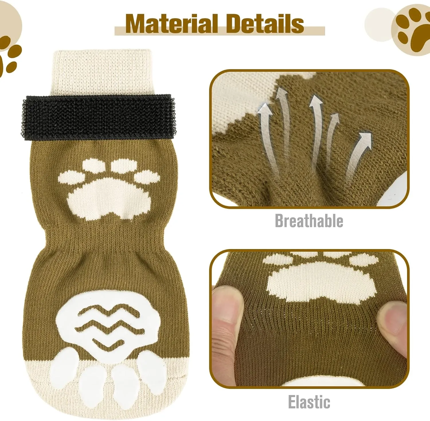 Non Slip Dog Socks with Grippers to Prevent Licking Paws for Hardwood Floors - Anti Slip Shoes 3 Pairs Booties Winter Boots Paw Protectors for Small to Large Senior Dogs Prevent Scratching