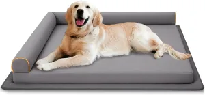 Orthopedic Memory Foam Dog Bed,Washable Waterproof Lined Pet Bed,Removable Non-Slip Bottom Dog Bed Couch,Dust-Proof Absorbent Mat,Grey S