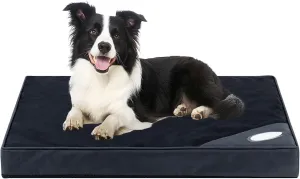 Orthopedic Outdoor Waterproof Dog Beds for Medium Dogs, Washable Crate Bed with Egg Crate Foam Pet Bed Mat and Removable Oxford Fabric Cooling Cover,36"x 26", Black