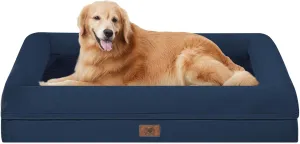 Orthopedic Washable Large Dog Bed: Waterproof Bolster - Medium Large Dogs, Removable Cover - Navy