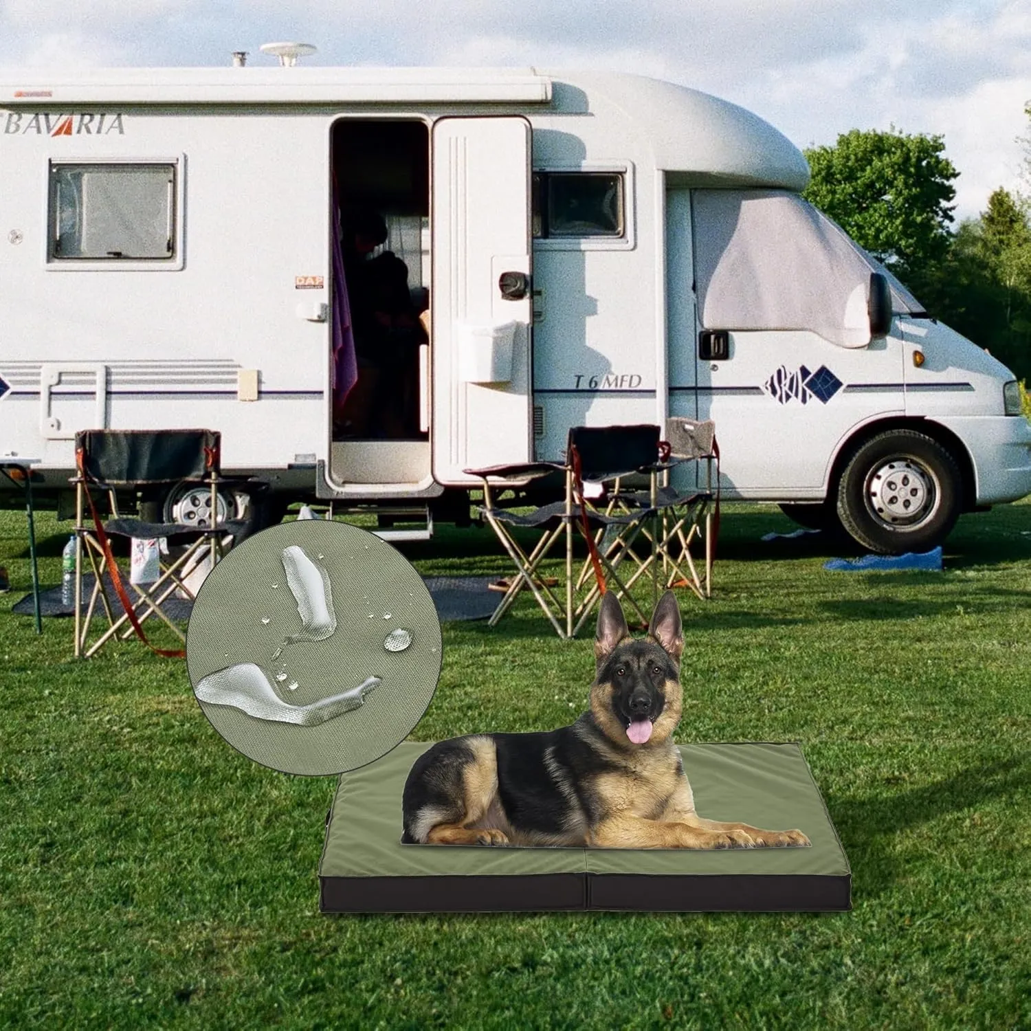Outdoor Dog Bed for Large Dogs, Waterproof & Washable, Foldable & Orthopedic, 41" All-Weather