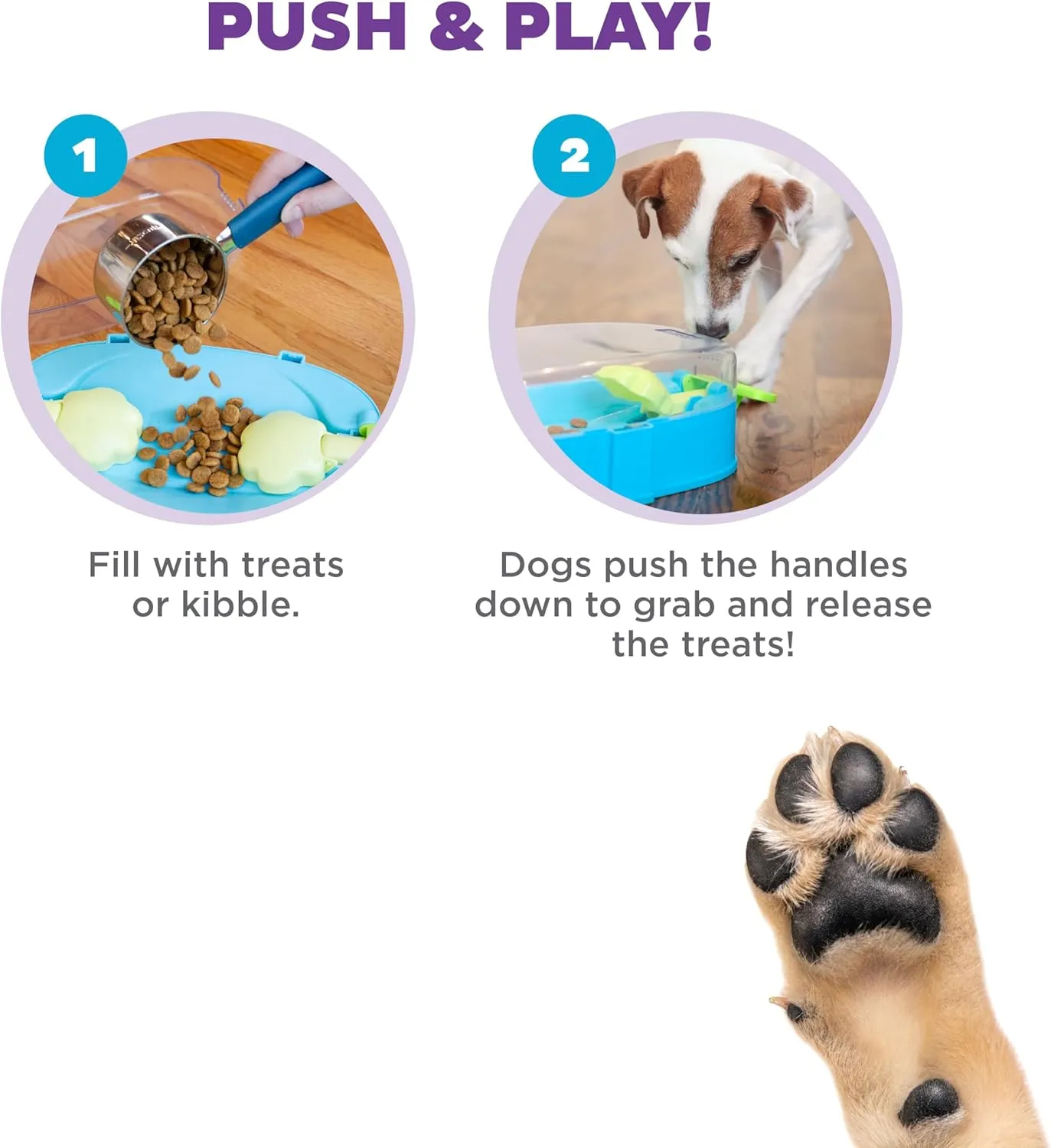Outward Hound by Nina Ottosson Paw N' Play Dog Treat Puzzle, Level 2 Intermediate Enrichment Toy, Blue, Small