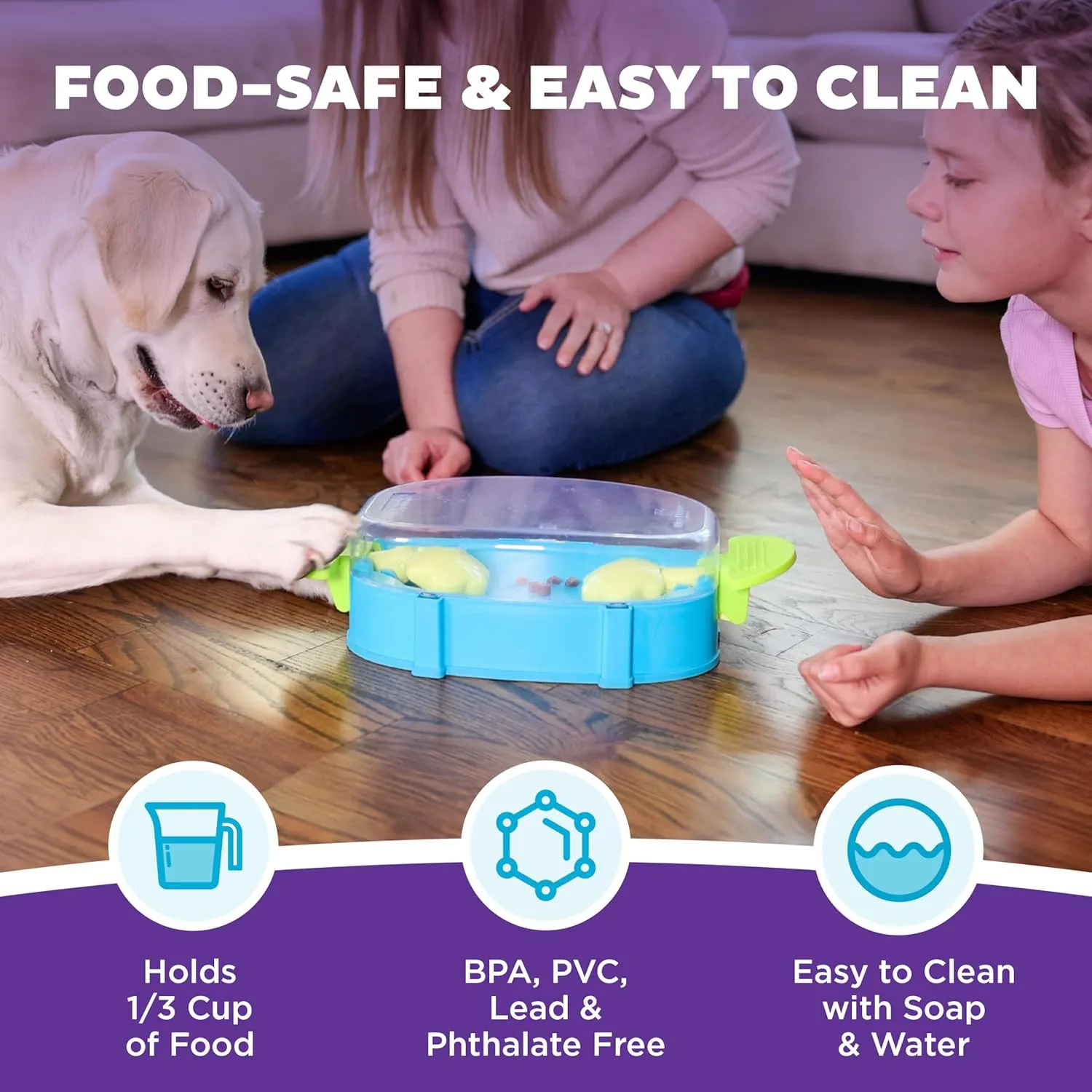 Outward Hound by Nina Ottosson Paw N' Play Dog Treat Puzzle, Level 2 Intermediate Enrichment Toy, Blue, Small