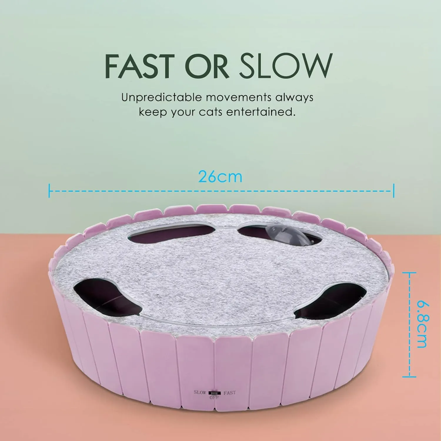Pawaboo Interactive Cat Toy With Running Mouse, Electronic Motion Automatic Teaser for Indoor Cats, Pop and Play Hide Seek Hunting Mouse for Pet Kitten Play Fun Exercise, Purple