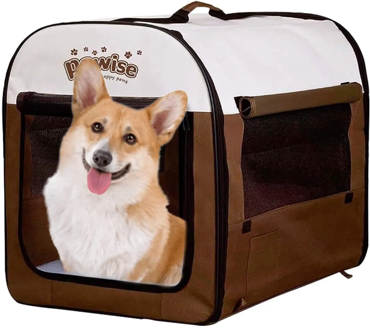 PAWISE Collapsible Soft Dog Crate Pet Kennel Houses, Portable Dog Crates for Medium Dogs, Lightweight Travel Crate Kennel Indoor & Outdoor, 31"x22"x24",Large