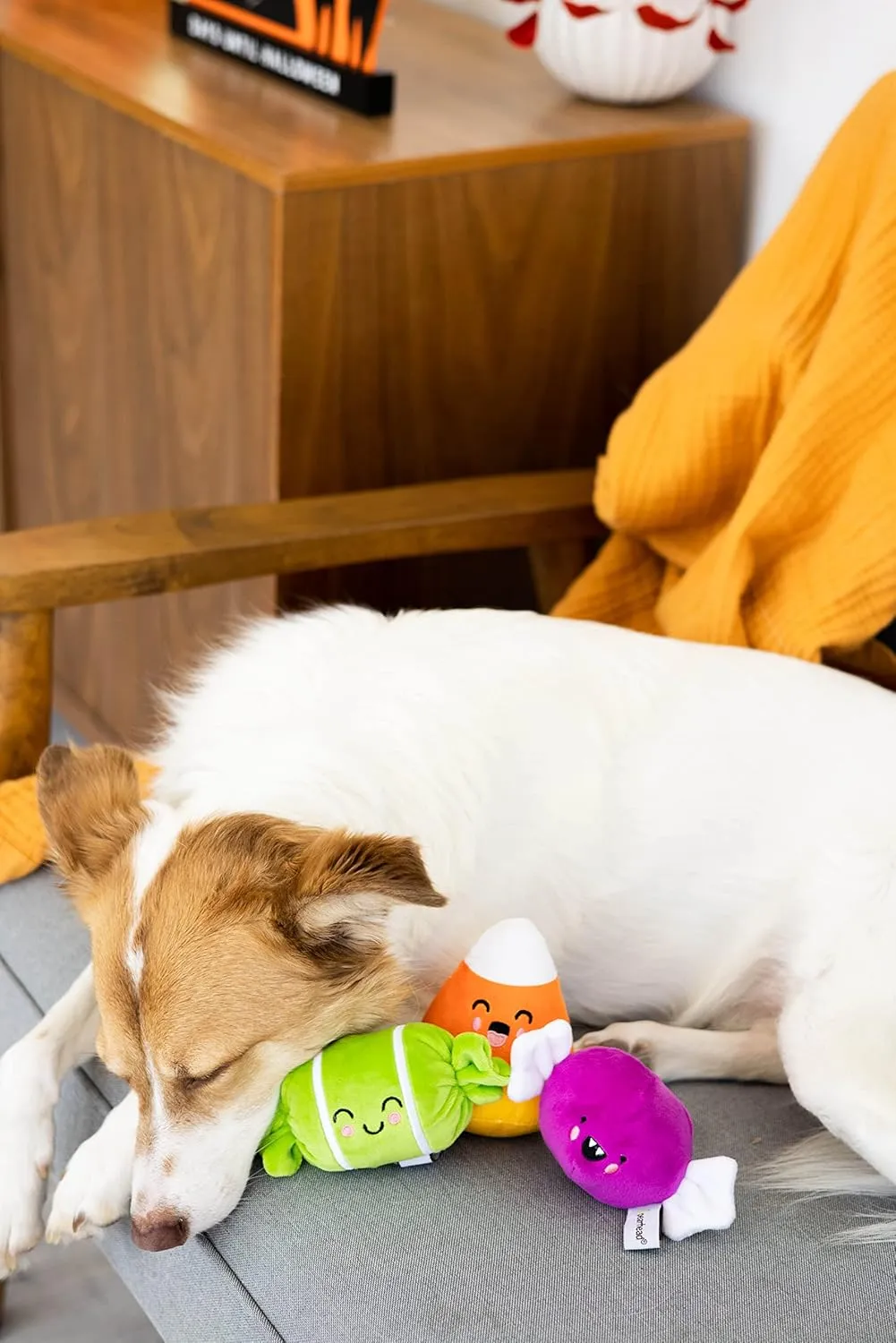 Pearhead Halloween Candy Dog Toys, Set of 3, Plush Dog Toys, Squeaky Dog Toy, Holiday Pet Toys, Must Have Pet Accessories for Pet Owners