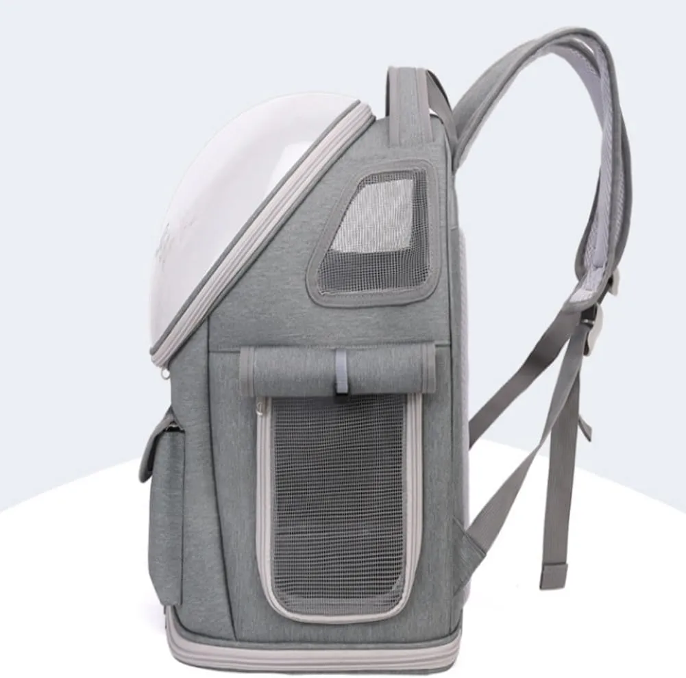 Pet Cat Bag Large Outdoor Portable Panoramic Space Cabin Handheld (Grey)
