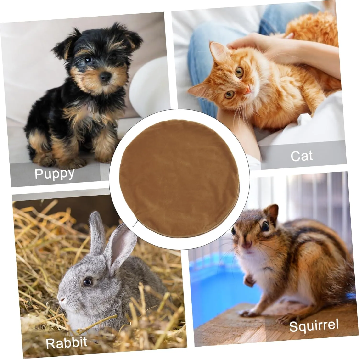 Pet Electric Pad Cover Replacement for Heated Bed Cat Soft Cotton 30x30cm Brown