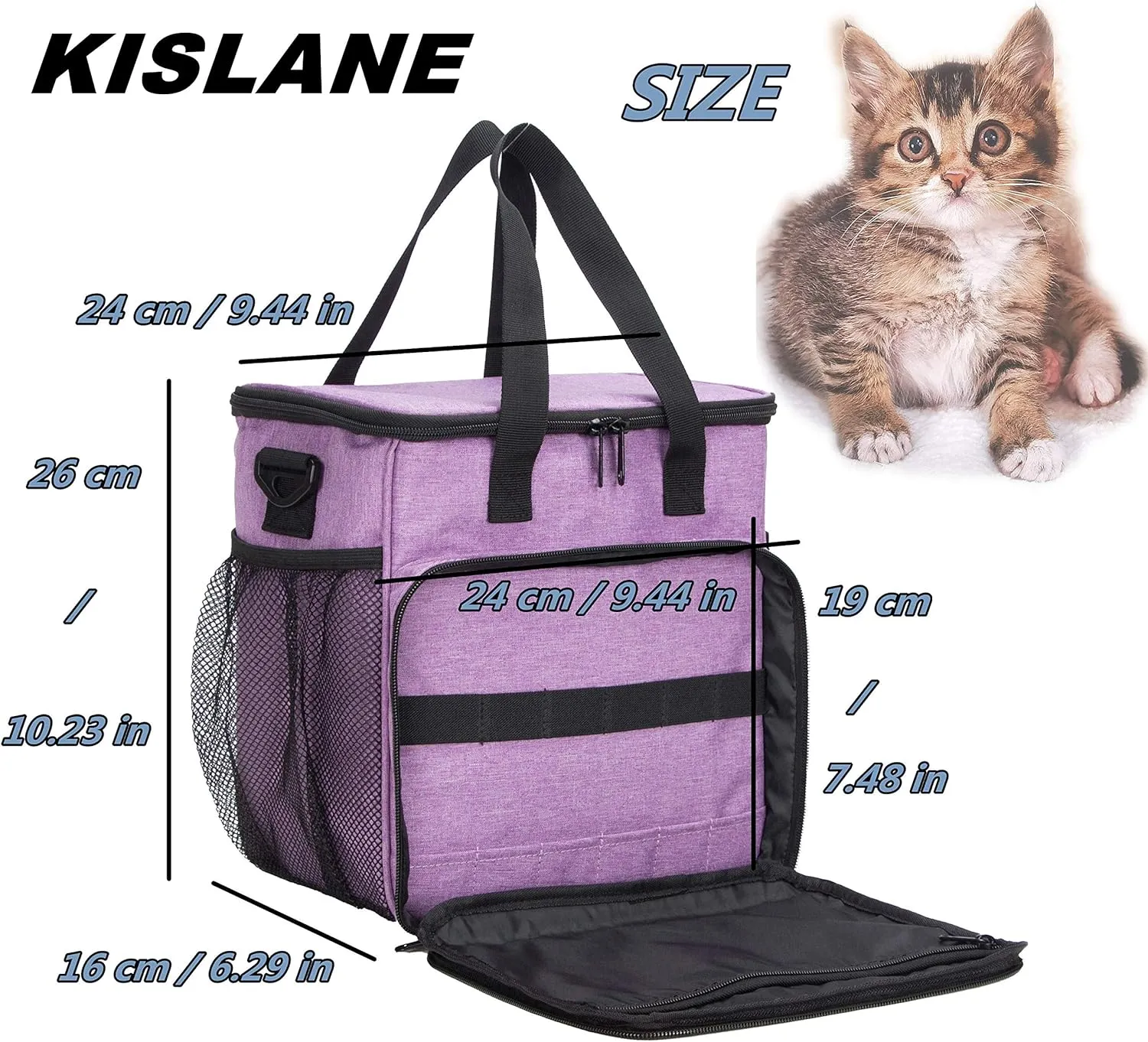 Pet Grooming Tote Bag, Cat Grooming Tools Organizer Bag, Dog Grooming Supplies Organizer Storage for Pets Grooming Kit and Dog Wash Shampoo Accessories(Bag Only) (Purple)