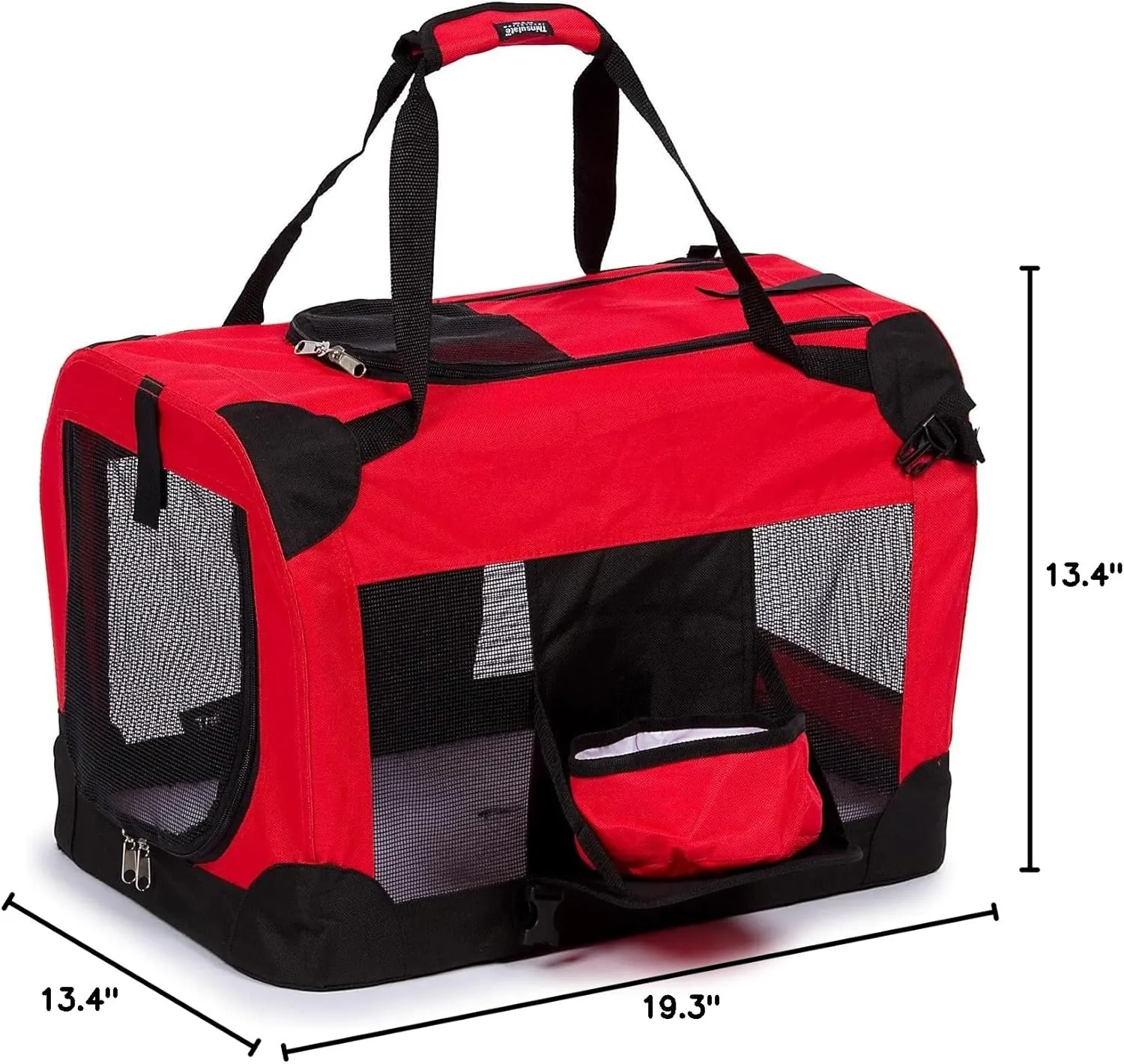 Pet Life Deluxe Vista-View 360 Degree Zippered Soft Folding Dog Crate with Built-in Tray and Travel Pet Bowl - Dog Kennel Featuring with Dual-Zippered Entrances