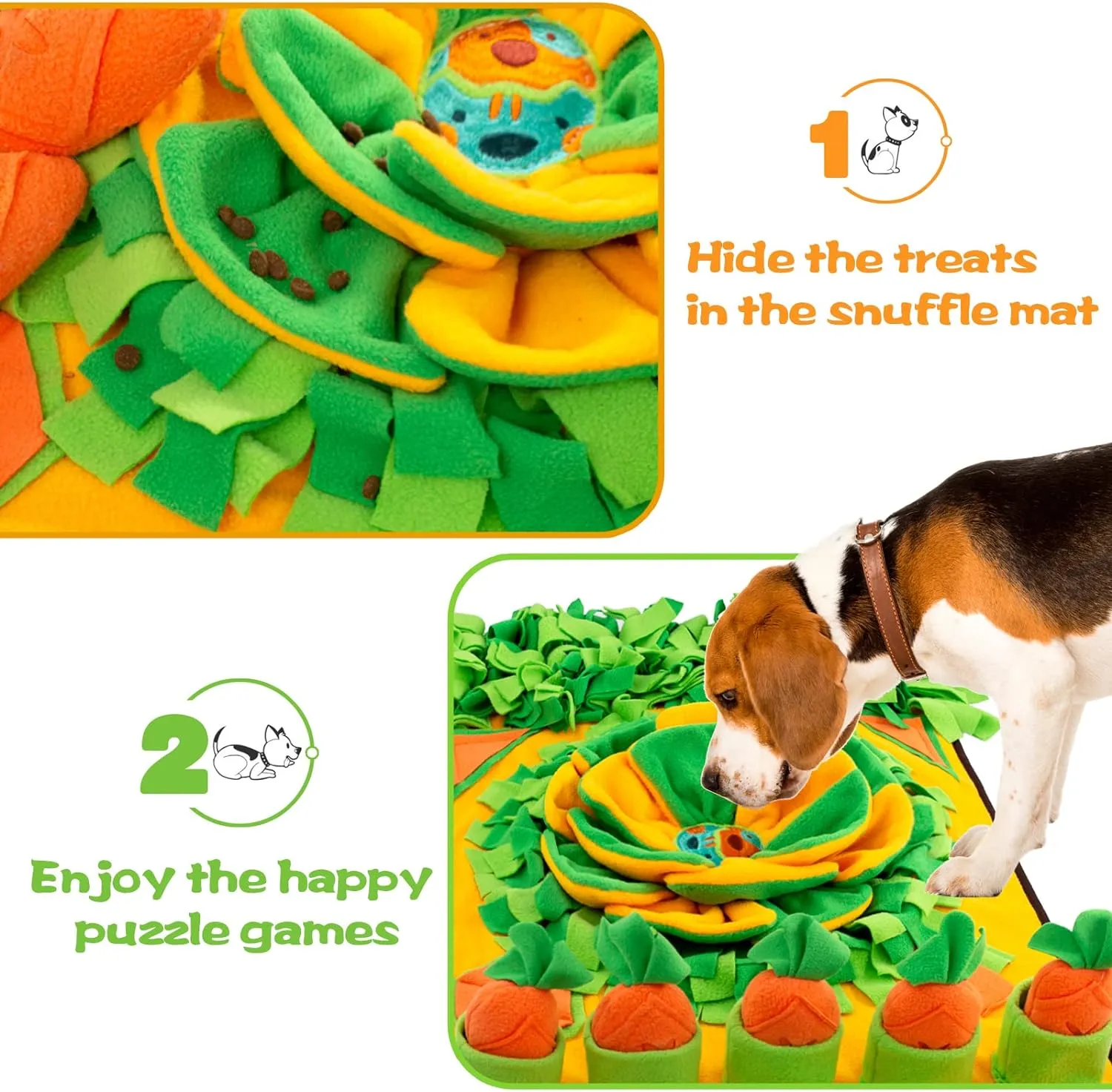Pet Snuffle Mat for Dogs Sniff Mat Nosework Feeding Mat Slow Feeder Interactive Dog Puzzle Toys for Training and Stress Relief Encourages Natural Foraging Skills (31''x19'')