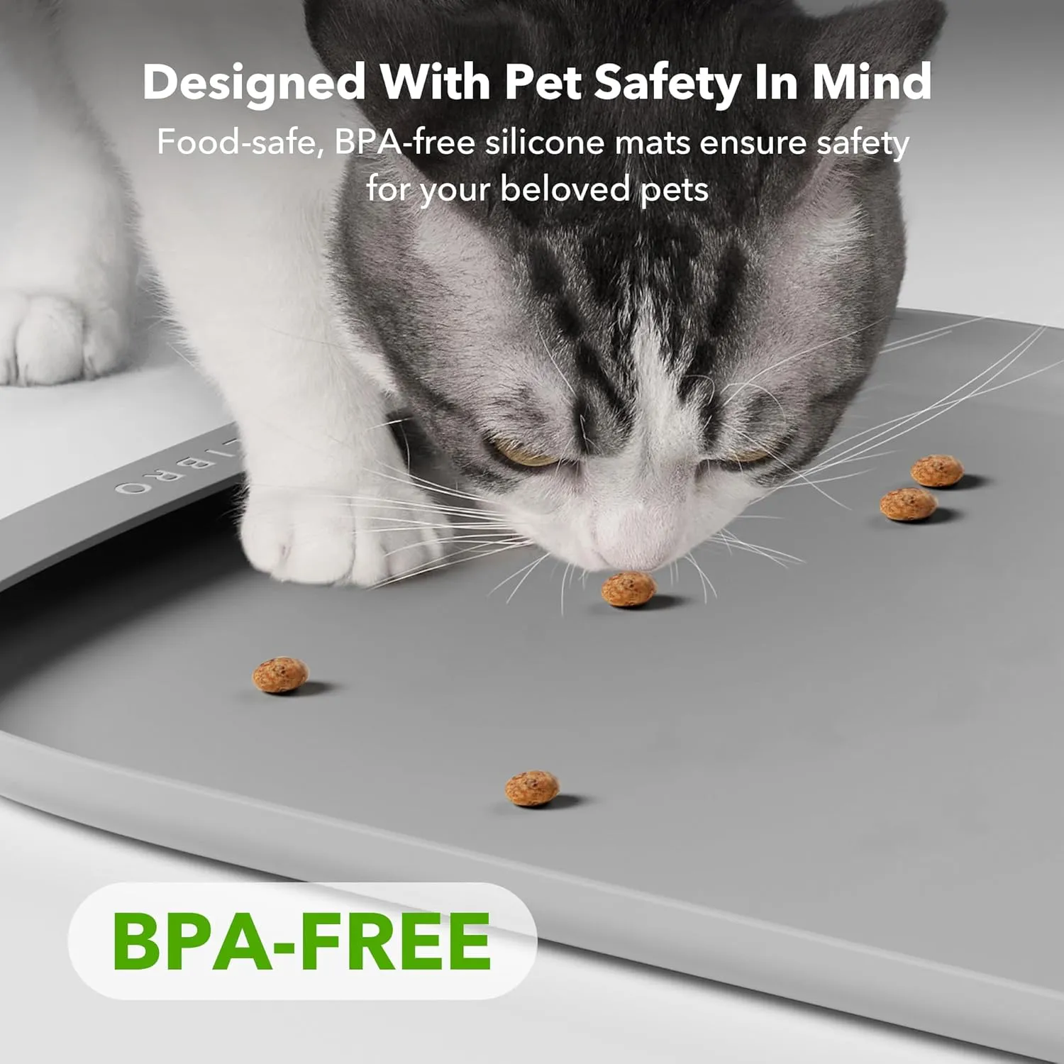 PETLIBRO Dog Food Mat, Safety Silicone Cat Food Mat for Feeder & Fountain, Waterproof Dog Bowl Mat, Raised Edge Spill Protection Floor, Cove Feeding Mat for AF005, AF103 Single Tray, AF203 Single Tray