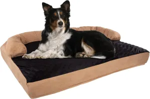 PETMAKER Extra-Large Dog Bed  45.5 x 32 Pet Bed - 3-Layer Orthopedic Dog Sofa with Cooling Gel, Memory Foam and Neck Bolster (Tan/Black), XL