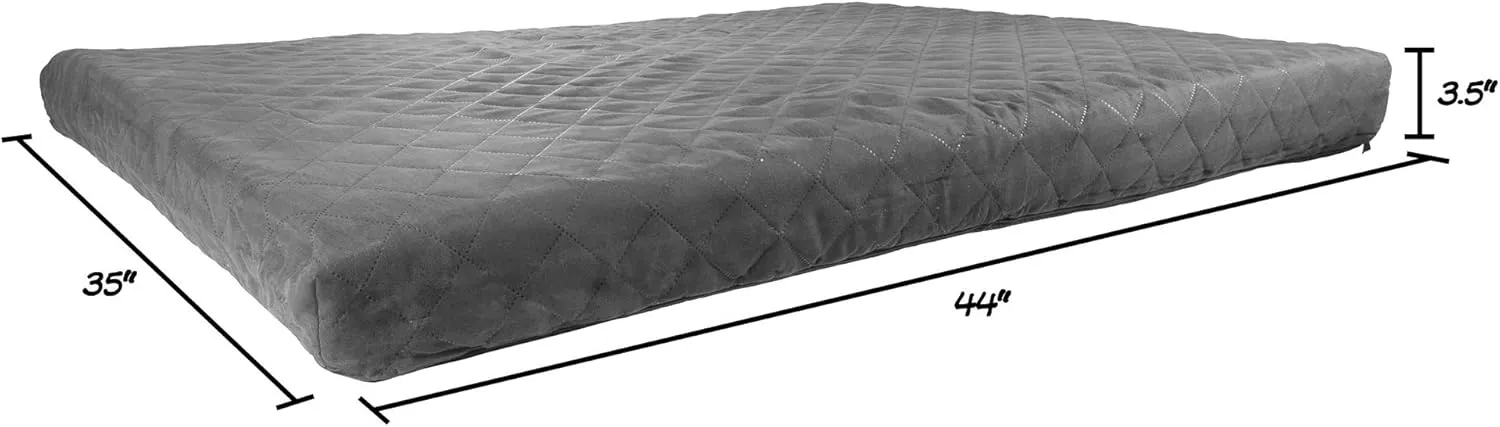 PETMAKER Waterproof Dog Bed - 2-Layer Memory Foam Pet Pad with Removable Machine Washable Cover - 44x35 Crate Mat for Dogs or Puppies (Gray)