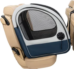 PetSafe Portable Pet Crate for Car, Aluminum Frame Dog Crate, Folds Down for Storage, Secures with Headrest Strap and Seatbelt, Pet Travel (Gray/Blue)