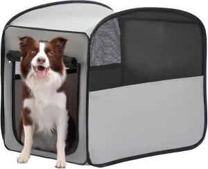 Petsfit Travel Dog CratePop Up Dog Crate for Medium Large DogsWaterproof Pet Cage Soft Dog Kennel for Indoor/OutdoorLightweight Dog Carrier for TravellingGrey
