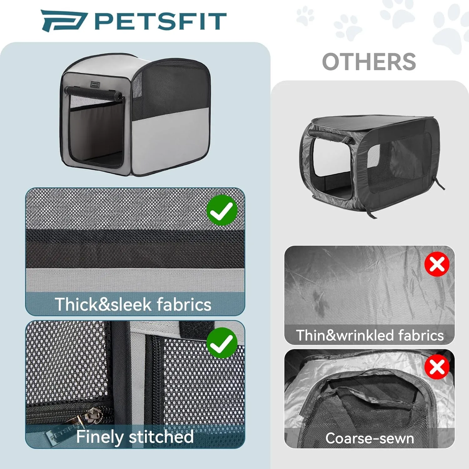 Petsfit Travel Dog CratePop Up Dog Crate for Medium Large DogsWaterproof Pet Cage Soft Dog Kennel for Indoor/OutdoorLightweight Dog Carrier for TravellingGrey
