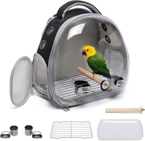 Portable Travel pet Backpack Carrier Hamster Bag Guinea Pig Bird Small Dog cat Turtle Carrier Rabbit Cage Squirrel Bearded Dragon Breathable Hangbag (Accessories Black)