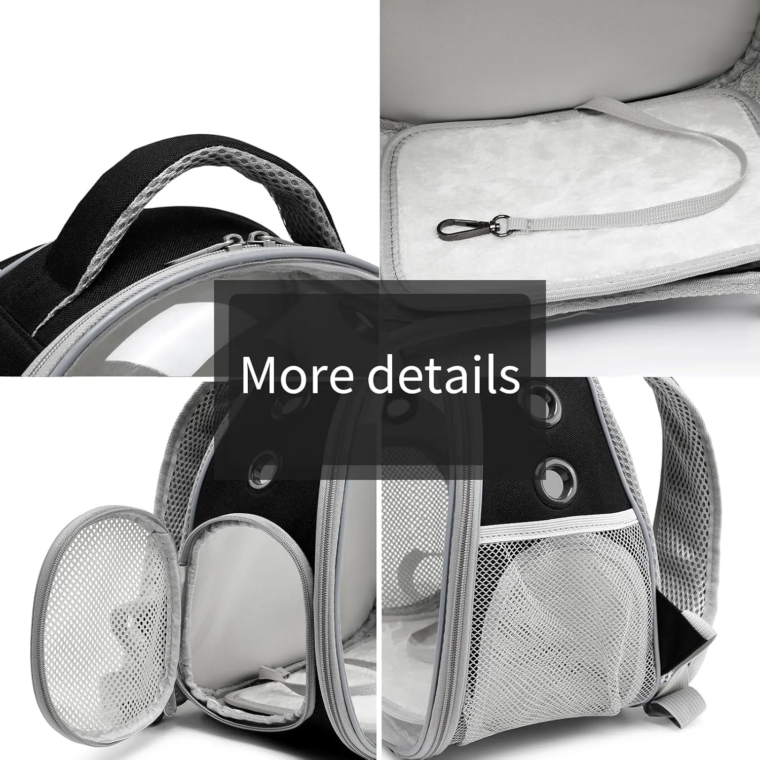 Portable Travel pet Backpack Carrier Hamster Bag Guinea Pig Bird Small Dog cat Turtle Carrier Rabbit Cage Squirrel Bearded Dragon Breathable Hangbag (Accessories Black)