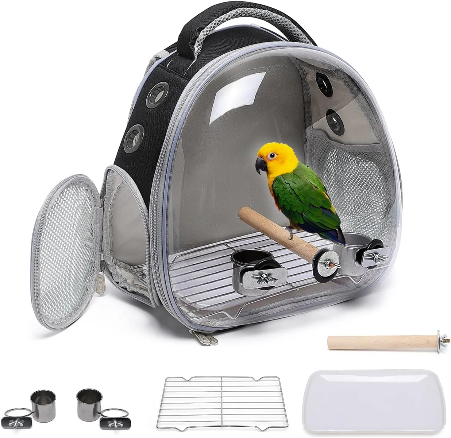 Portable Travel pet Backpack Carrier Hamster Bag Guinea Pig Bird Small Dog cat Turtle Carrier Rabbit Cage Squirrel Bearded Dragon Breathable Hangbag (Accessories Black)