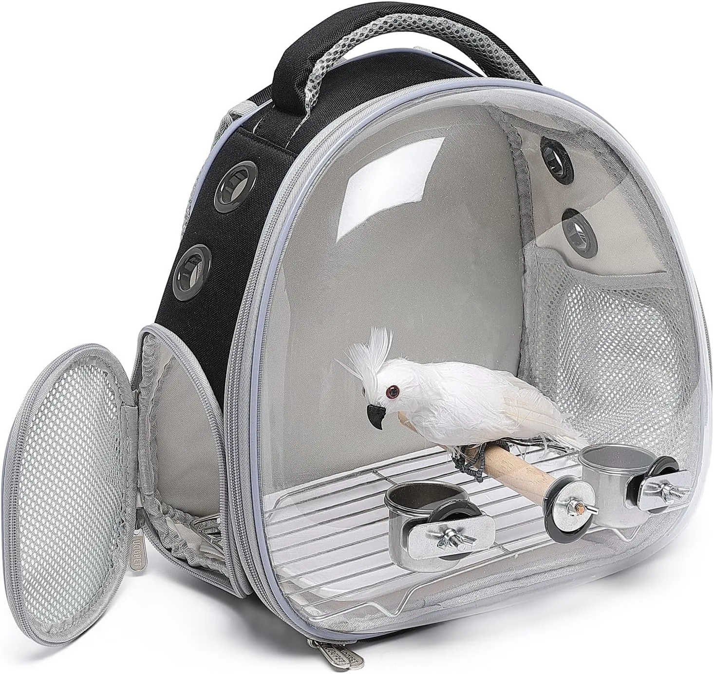 Portable Travel pet Backpack Carrier Hamster Bag Guinea Pig Bird Small Dog cat Turtle Carrier Rabbit Cage Squirrel Bearded Dragon Breathable Hangbag (Accessories Black)