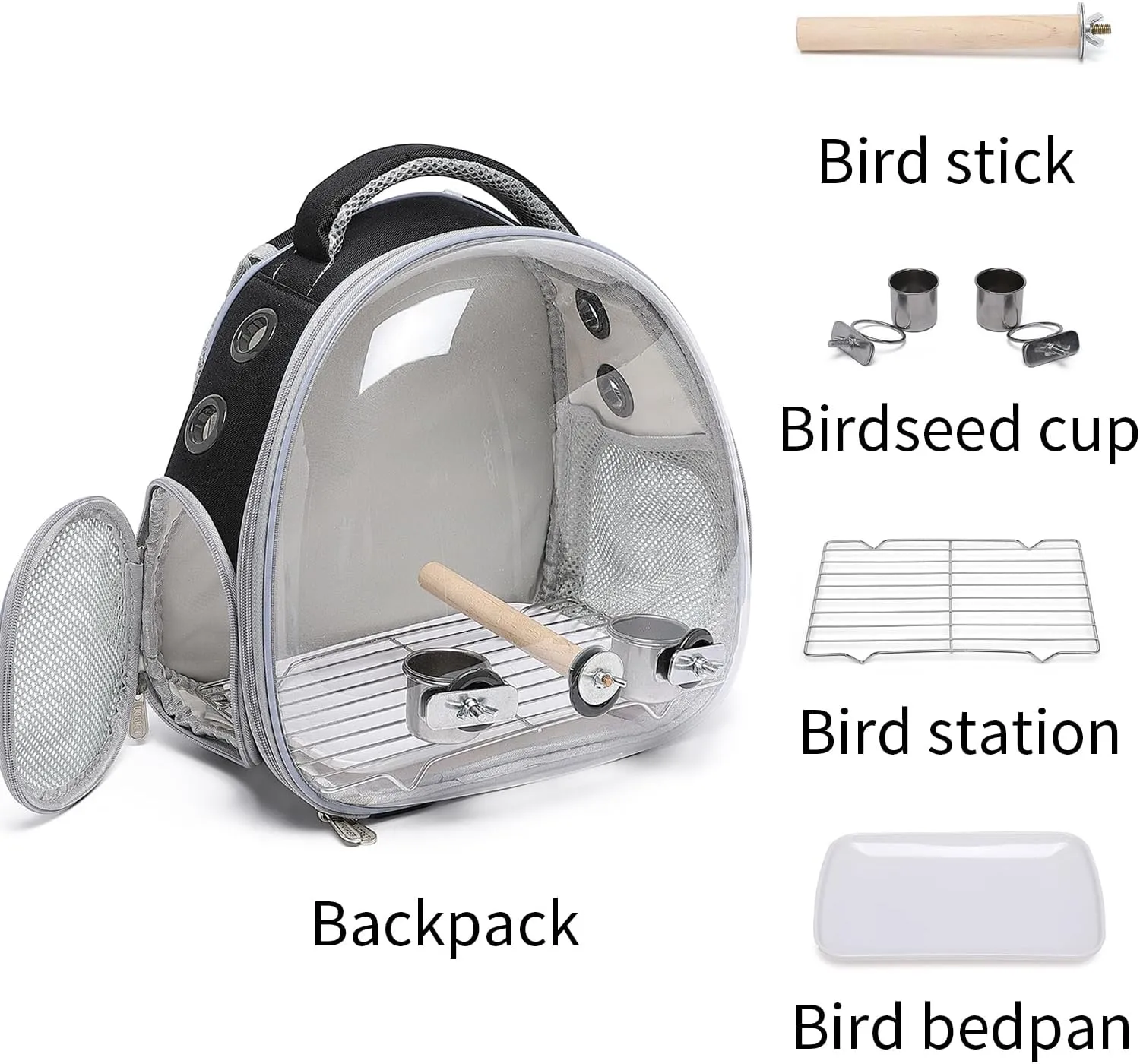 Portable Travel pet Backpack Carrier Hamster Bag Guinea Pig Bird Small Dog cat Turtle Carrier Rabbit Cage Squirrel Bearded Dragon Breathable Hangbag (Accessories Black)