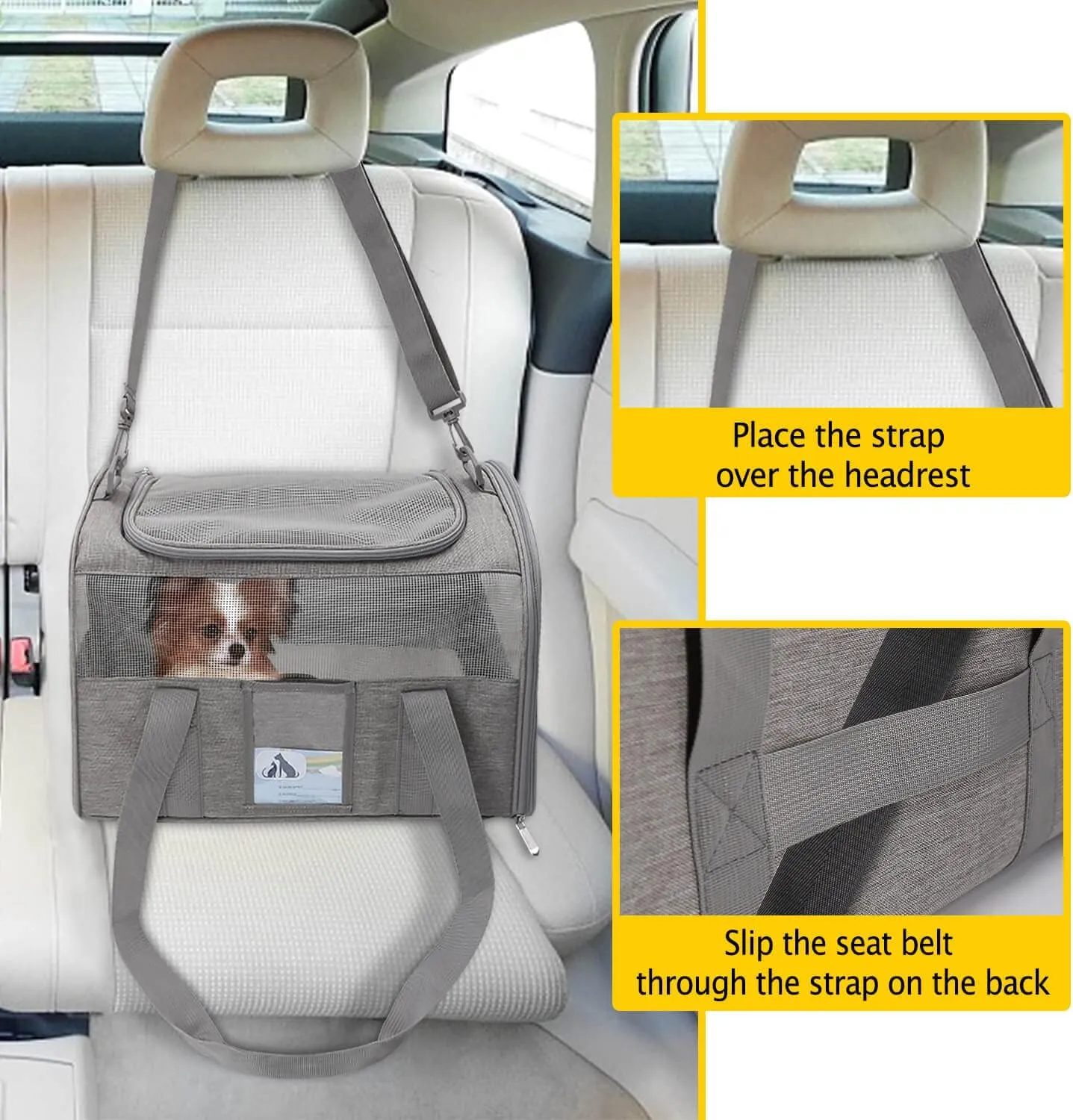 Refrze Cat Carrier,Dog Carriers for Small Dogs Medium Cats Pet Carrier up to 15 Lbs, TSA Airline Approved Cat Carrier Soft, Cat Dog Crate Travel Bag,Grey