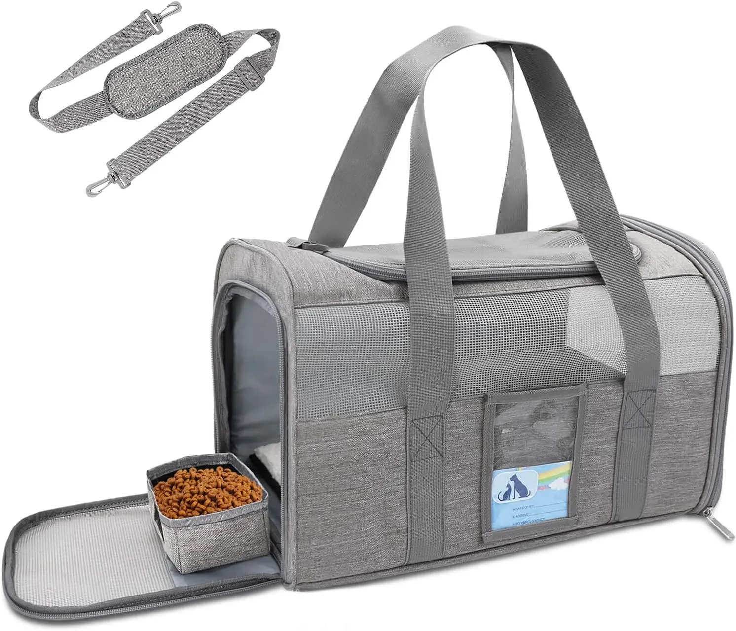 Refrze Cat Carrier,Dog Carriers for Small Dogs Medium Cats Pet Carrier up to 15 Lbs, TSA Airline Approved Cat Carrier Soft, Cat Dog Crate Travel Bag,Grey