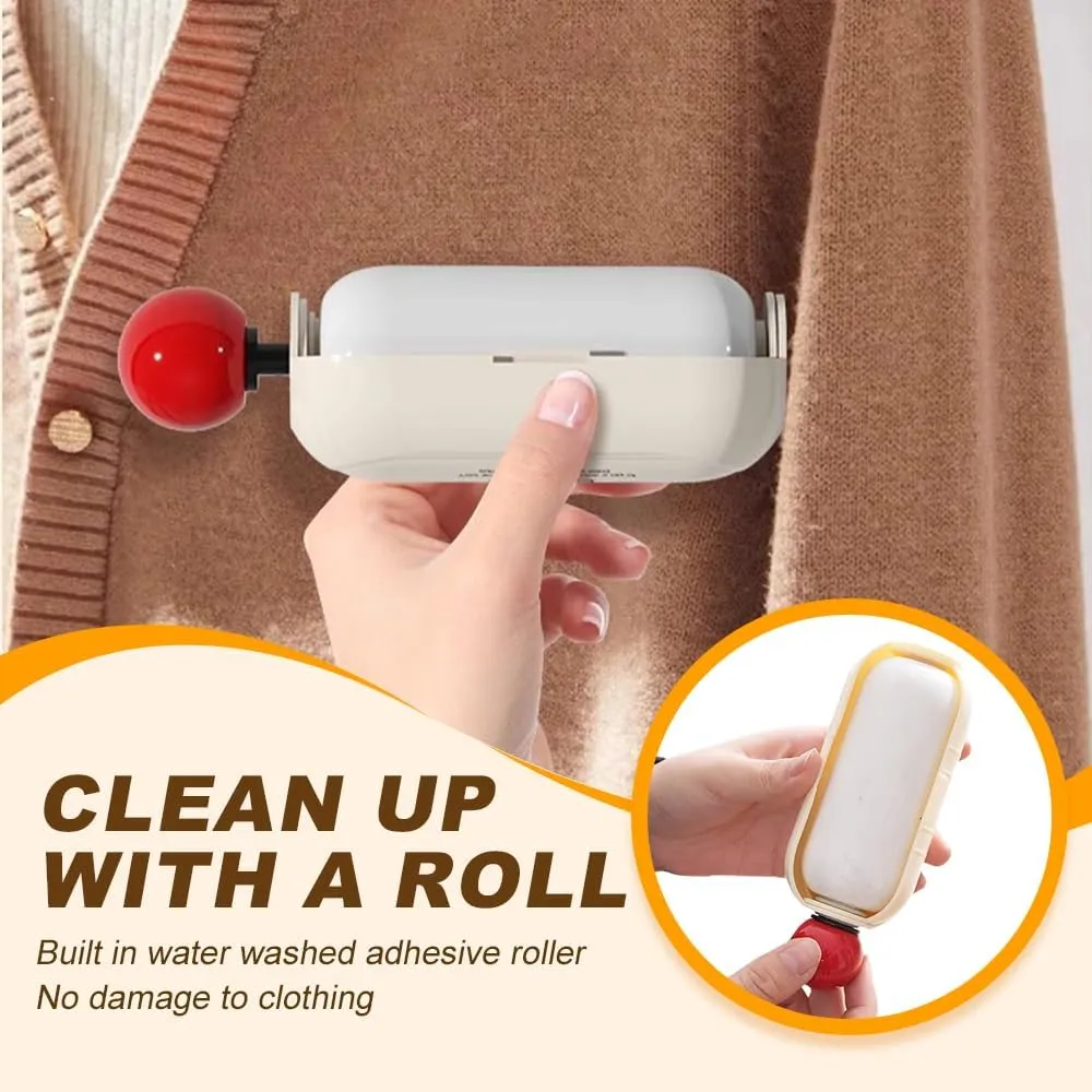 Reusable Lint Roller, 2025 New 2 in 1 Washable Reusable Lint Roller for Clothes, Portable Mini Lint Roller Ball, Sticky Roller Pet Hair Remover (White Black)