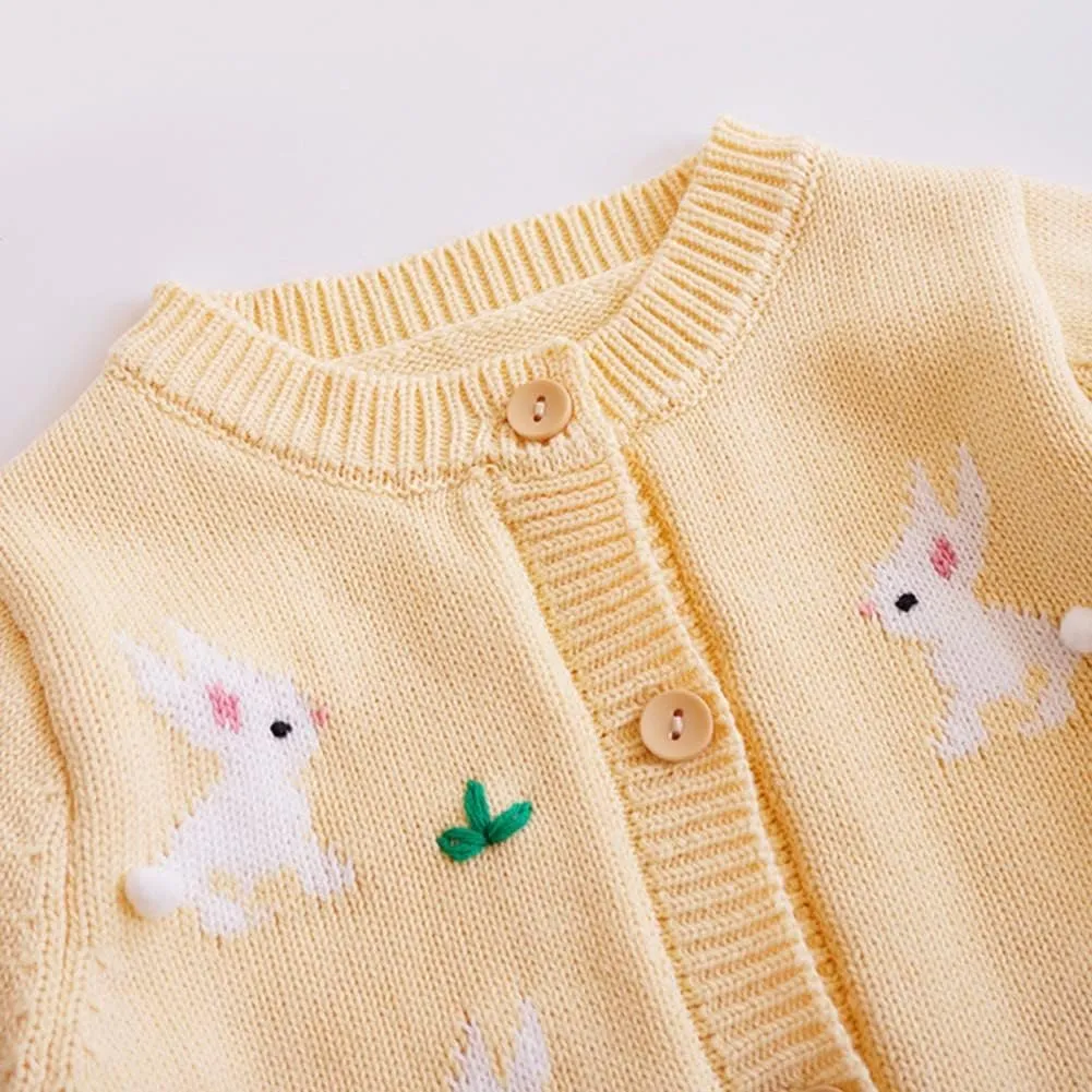Rolanko Toddler Girls' Sweater Long Sleeve Open Front Button Down Knit Cardigan Kids Clothes 1-6 Years