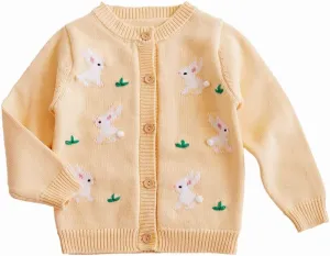 Rolanko Toddler Girls' Sweater Long Sleeve Open Front Button Down Knit Cardigan Kids Clothes 1-6 Years