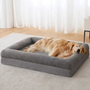 RRPETHOME Washable Dog Bed Medium Size Dog Couch, Orthopedic Pet Beds with Removable Cover, Waterproof Pet Bed with Bolsters, Dogs Sofa Bed with Non Slip Bottom, Medium, Grey