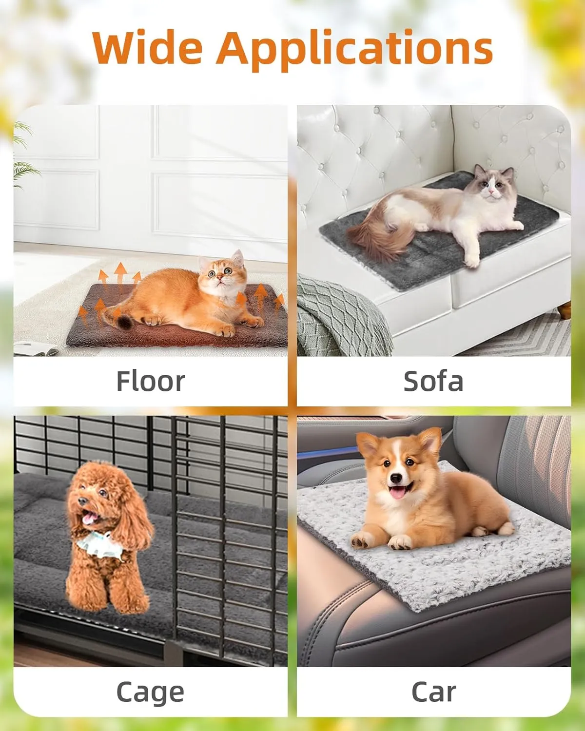 Self Warming Cat Bed 24 x 18 in - Dogs Cat Beds for Indoor Outdoor, Machine Washable, 3cm/1.18in Thickened Pet Heating Pad for Cats & Dogs, Double Side Premium Soft