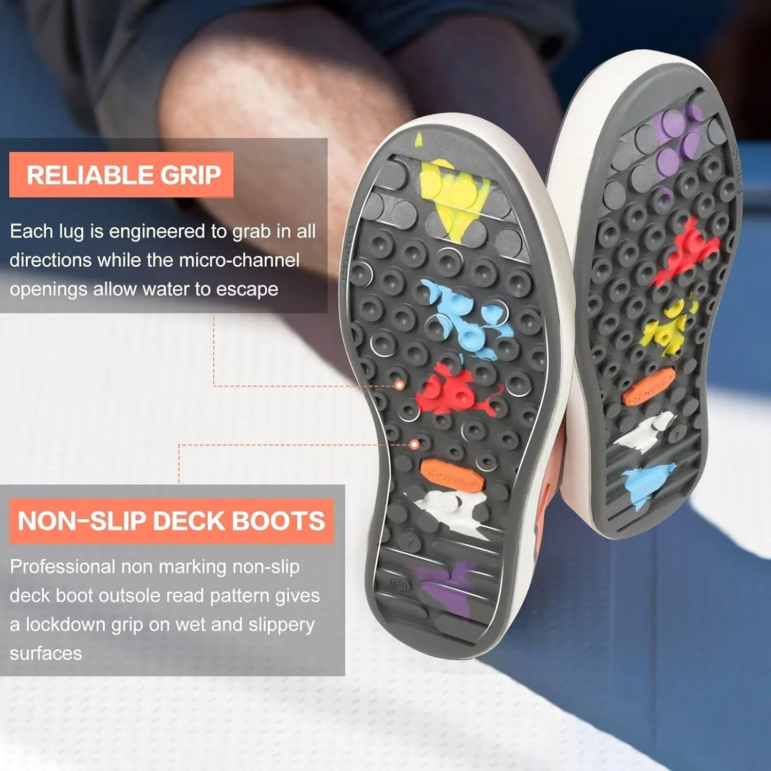 Showave Mens Deck Boots Waterproof Ankle Saltwater Rain Boot Fishing Rubber Boots Slip On Neoprene Boat Booties Work Sailing Boot For Men