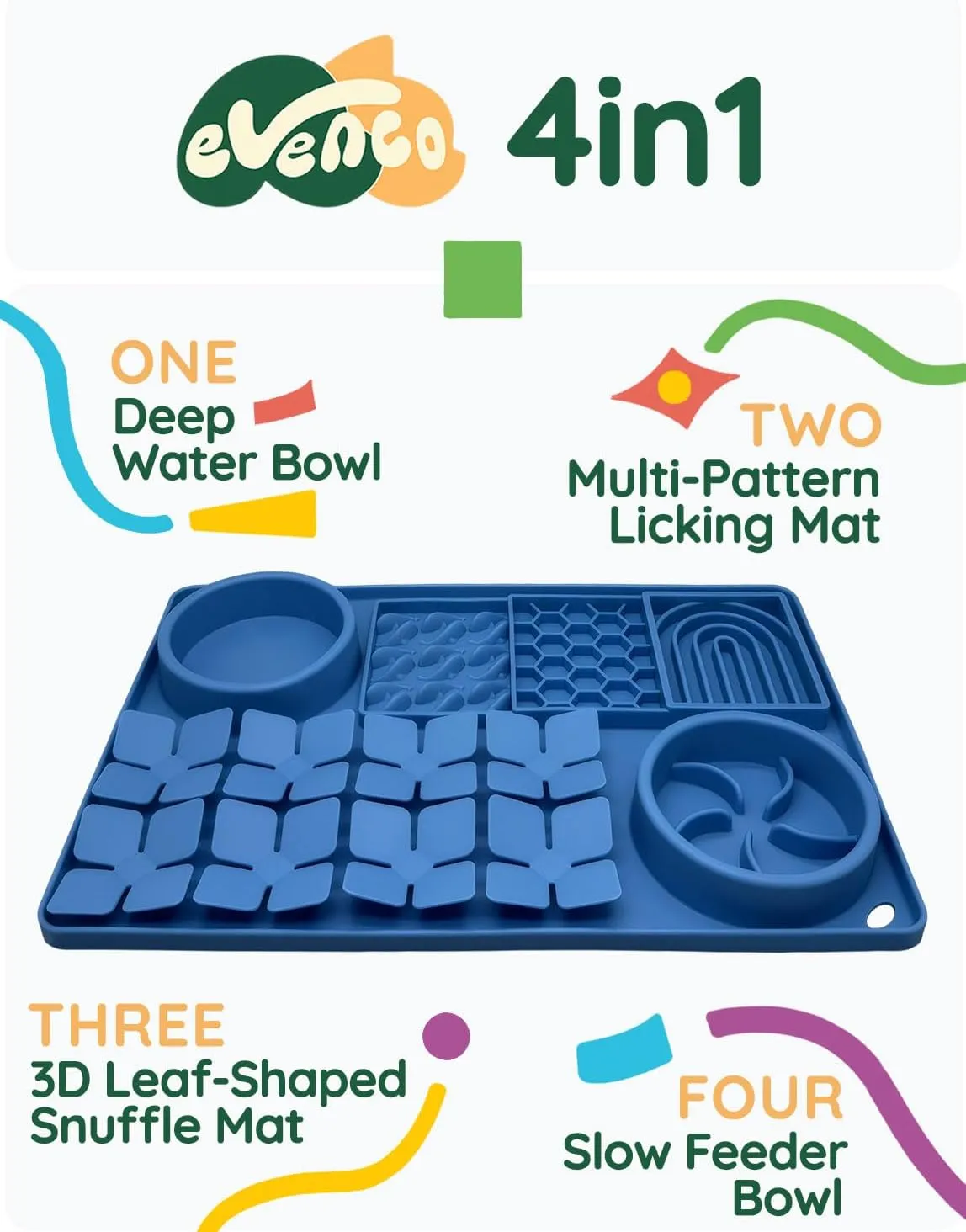 Slow Feeder Bowl, Silicone Lick Mat with Suction Cups for Dog Cat, Snuffle Mat for Pet Smell Training, Puzzle Toys for Bored Puppy, Interactive Sniff Mat for Slow Eating and Keep Busy, Blue