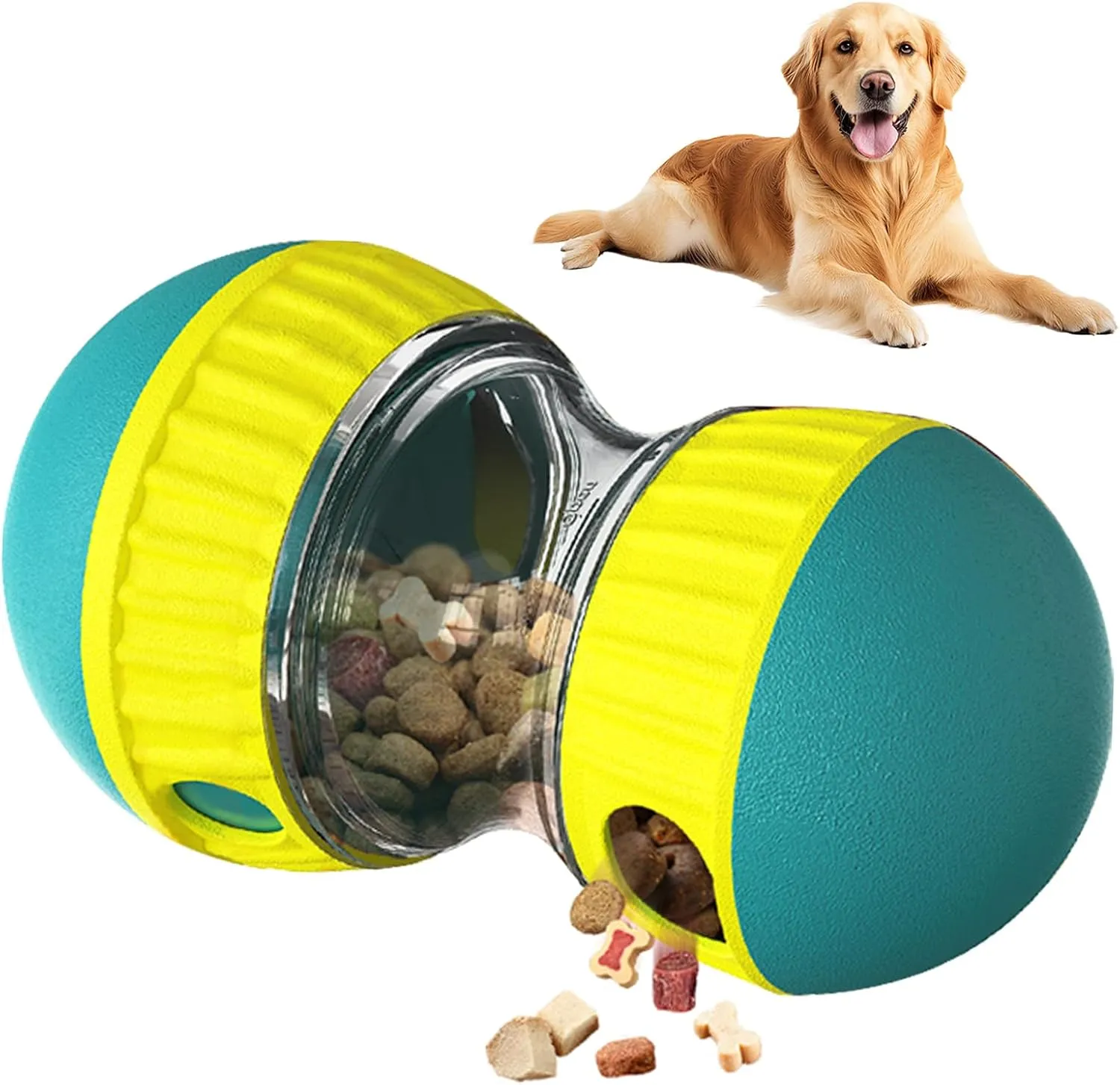 Slow Feeder Dog Toy, Interactive Treat Dispenser & Puzzle Ball for Fast Eaters, Mental Stimulation, Boredom Relief, Food-Grade ABS, Adjustable Difficulty for Small & Large Dogs, Green