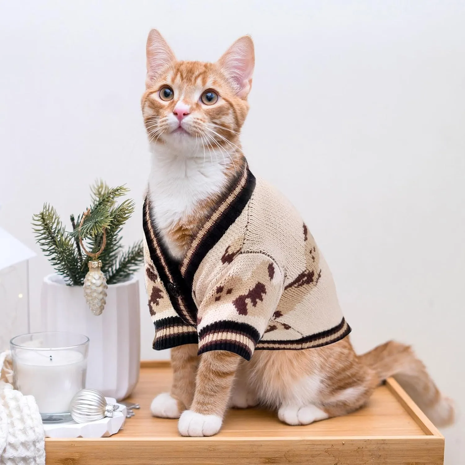 Small Dog Sweaters Cute Bear Dog Cardigans Clothes for Small Medium Dogs Boy Girl Puppy Cat Knitting Cardigan Outfits Dogs Winter Coats Warm Pet Doggy Clothes Soft Knitwear Apparel (Beige,XL)