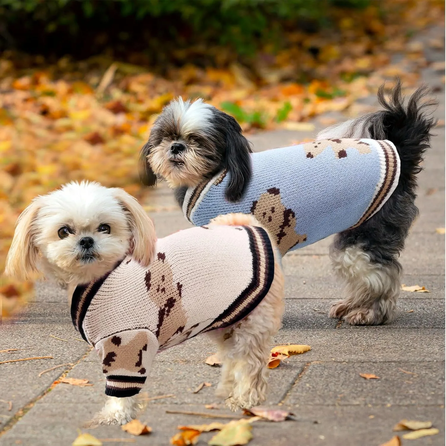 Small Dog Sweaters Cute Bear Dog Cardigans Clothes for Small Medium Dogs Boy Girl Puppy Cat Knitting Cardigan Outfits Dogs Winter Coats Warm Pet Doggy Clothes Soft Knitwear Apparel (Beige,XL)