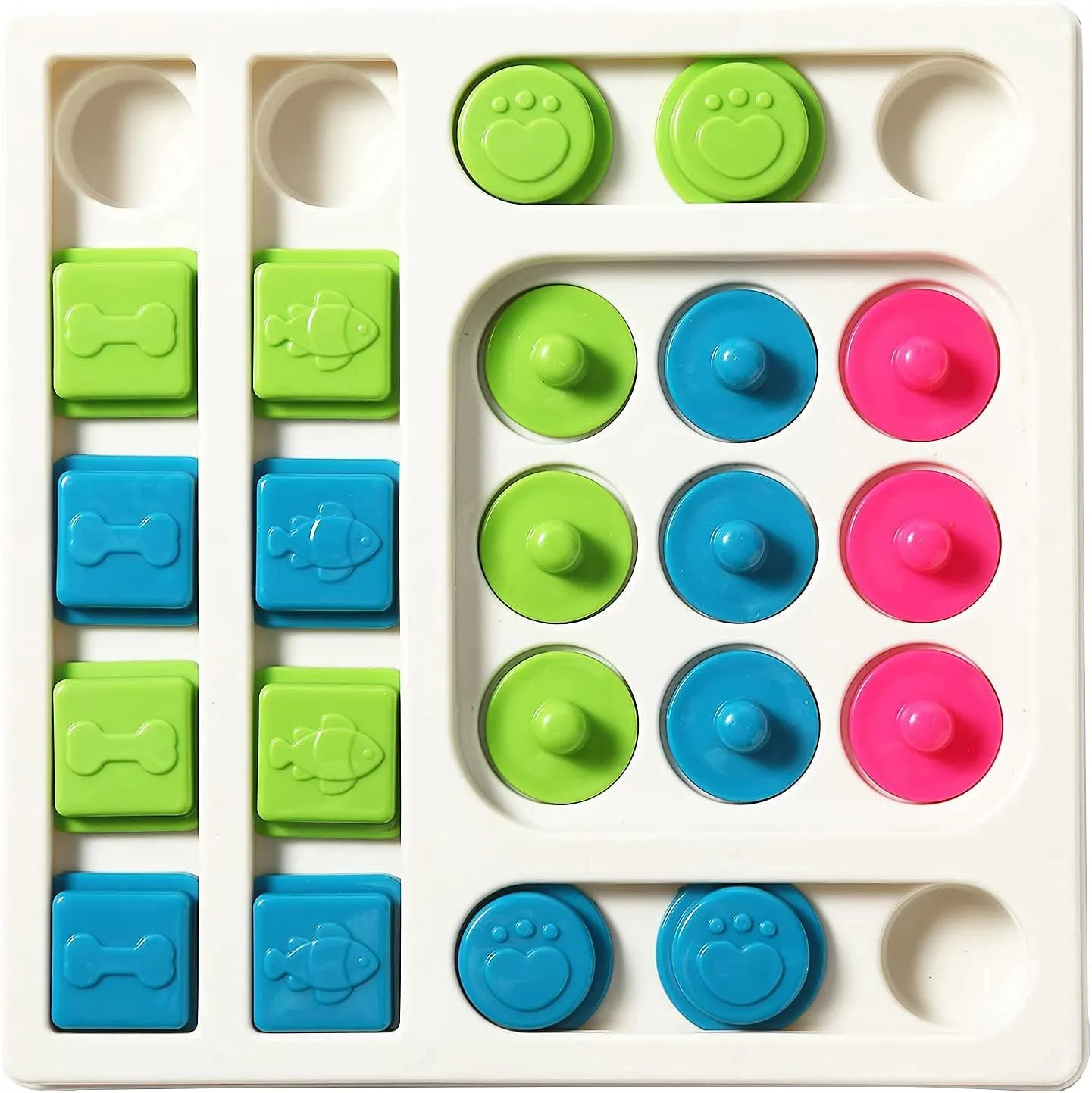 Smart Paws Level 2 Interactive Pet Puzzle Toys for Dogs and Cats - Mental Stimulation Treat Dispenser, Slow Feeder, Enrichment Game